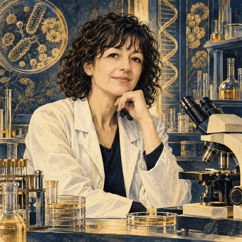 Portrait illustration of Emmanuelle Charpentier