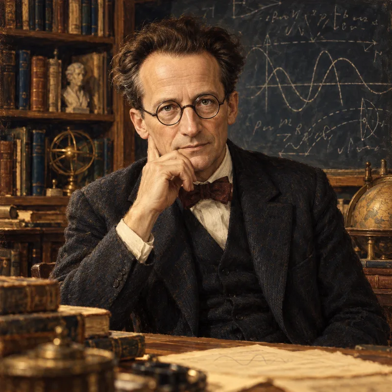 Portrait illustration of Erwin Schrödinger