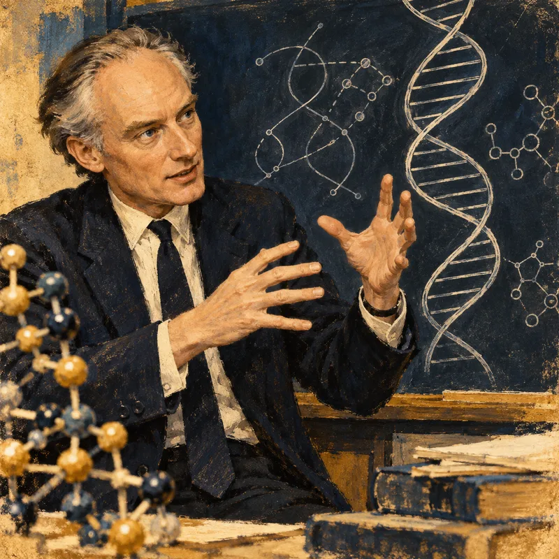 Portrait illustration of Francis Crick