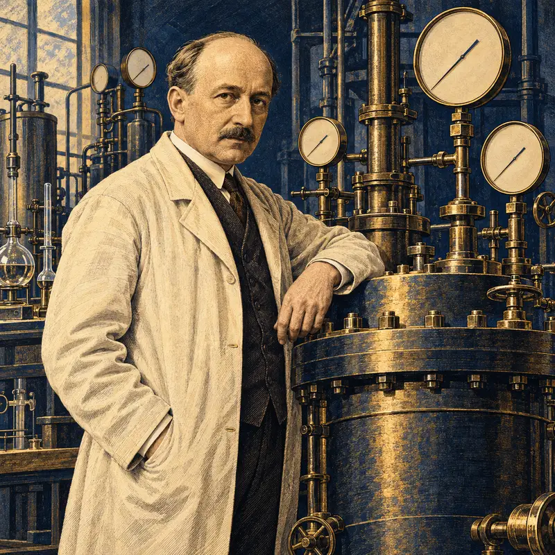 Portrait illustration of Friedrich Bergius
