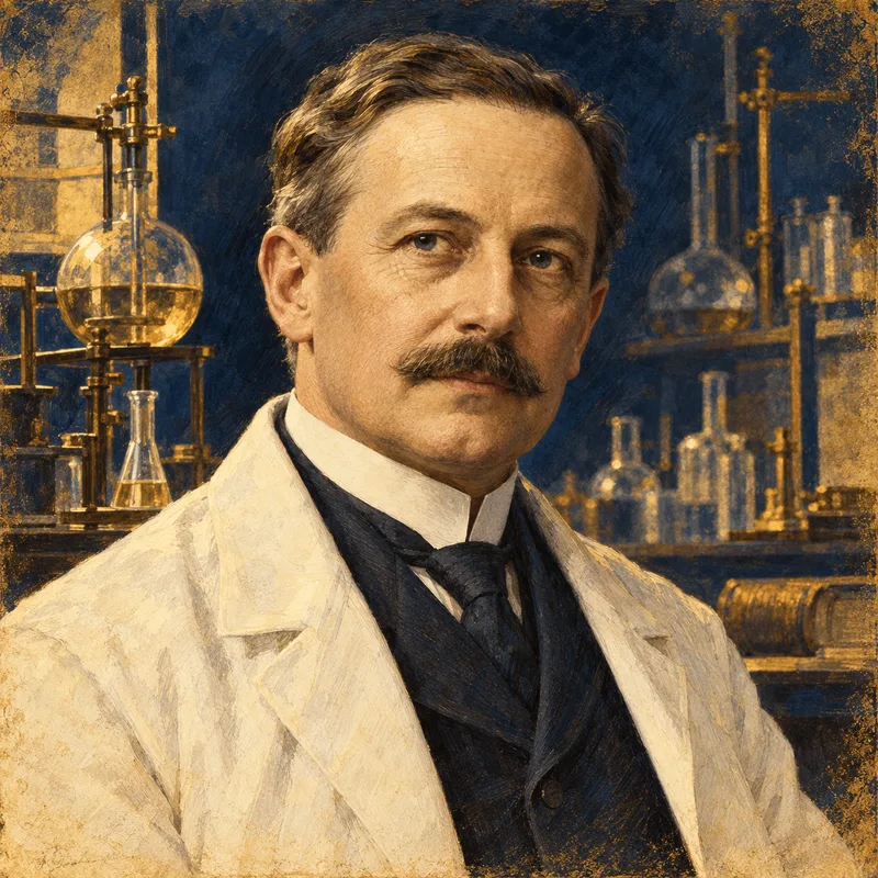 Portrait illustration of Fritz Pregl