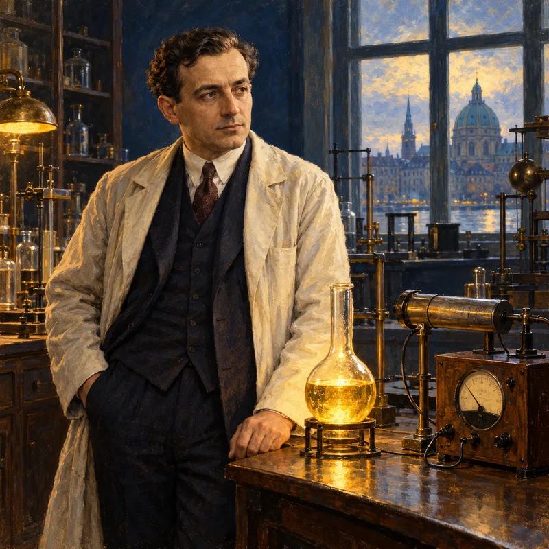 Portrait illustration of George de Hevesy