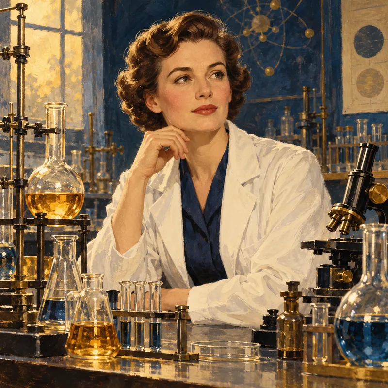 Portrait illustration of Gertrude Elion