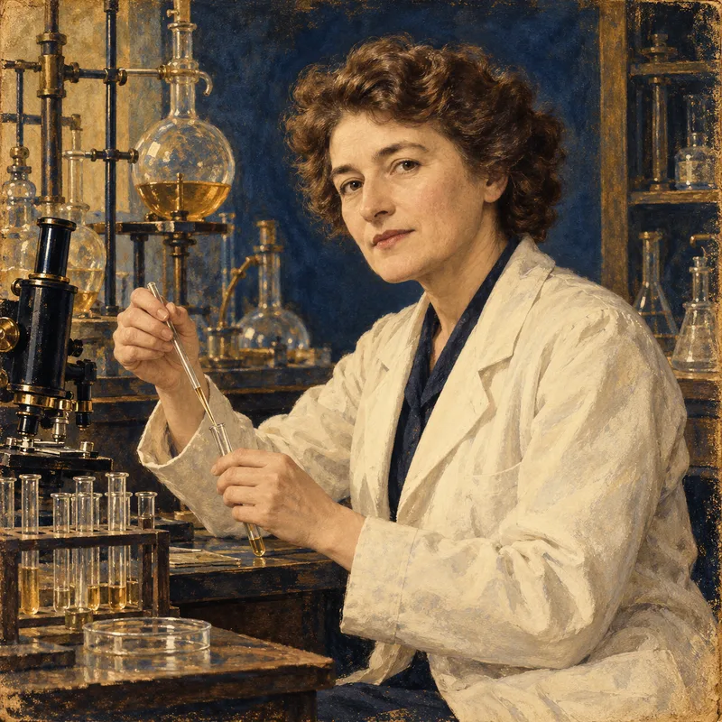 Portrait illustration of Gerty Cori