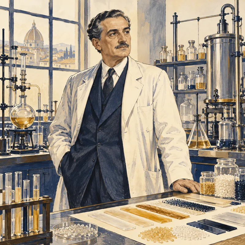 Portrait illustration of Giulio Natta