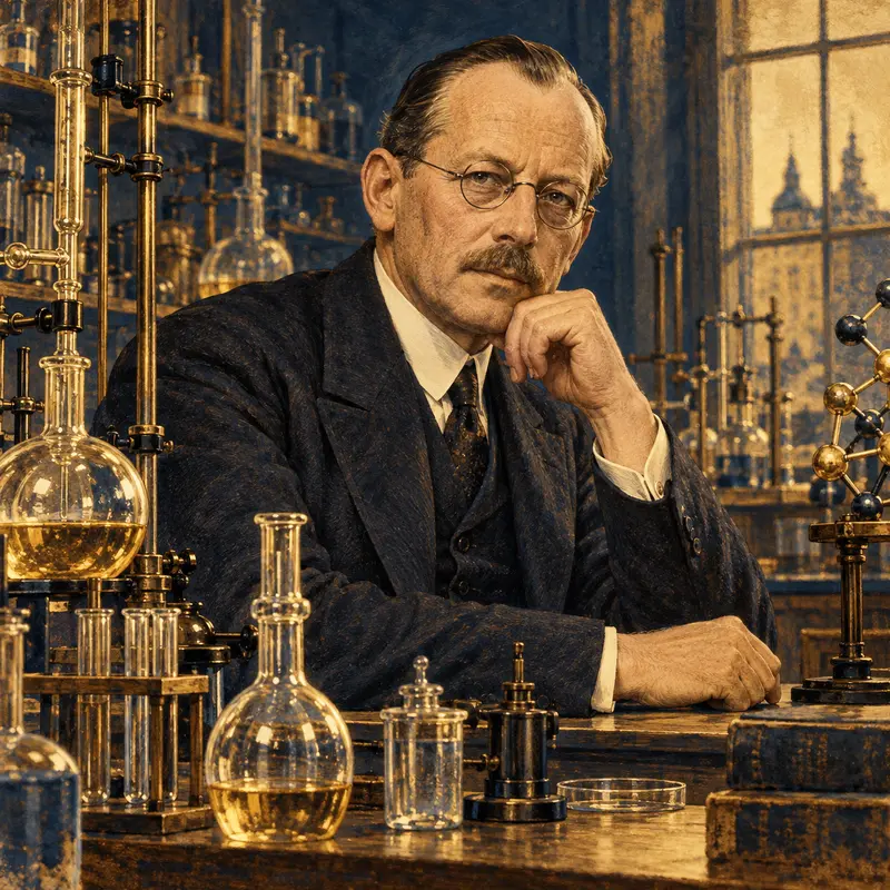 Portrait illustration of Hans Fischer