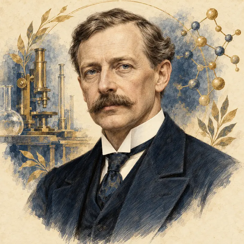 Portrait illustration of Hans von Euler-Chelpin