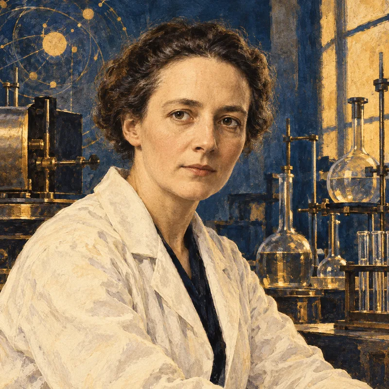 Portrait illustration of Irène Joliot-Curie