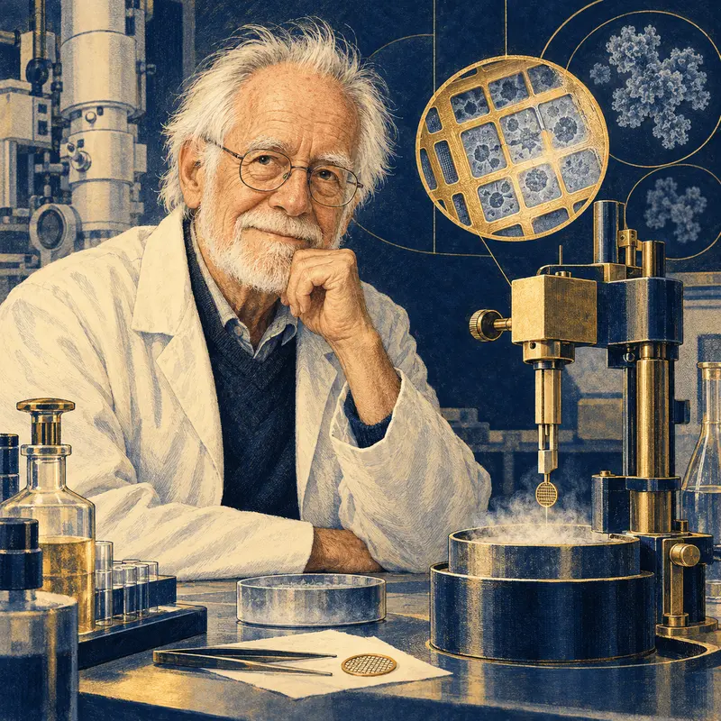 Portrait illustration of Jacques Dubochet