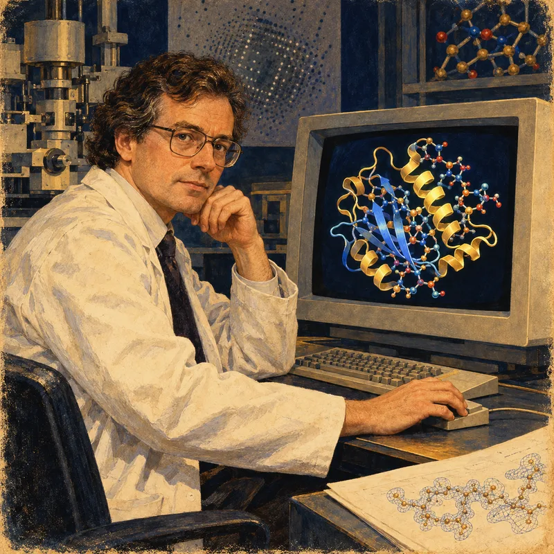 Portrait illustration of Johann Deisenhofer
