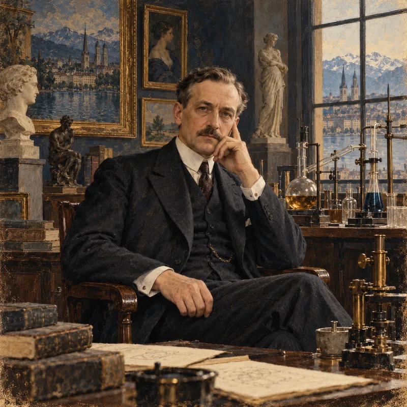 Portrait illustration of Leopold Ružička