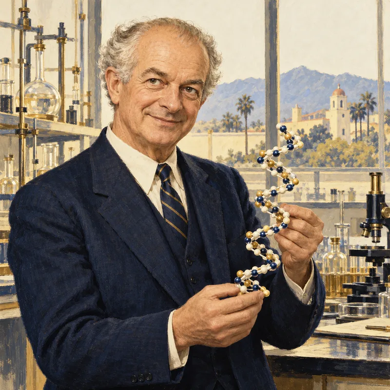 Portrait illustration of Linus Pauling
