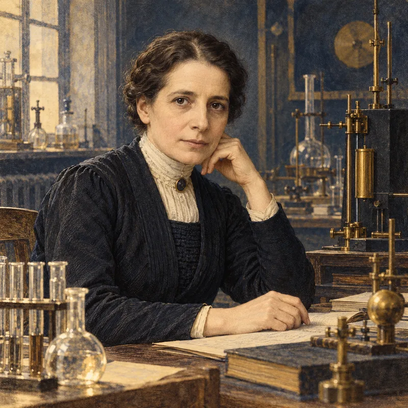 Portrait illustration of Lise Meitner