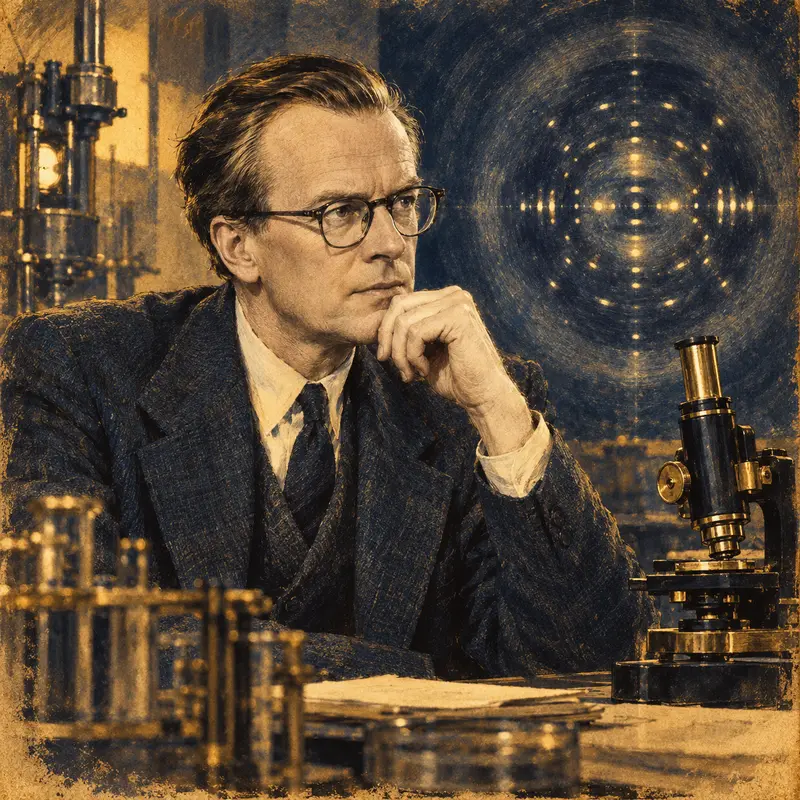 Portrait illustration of Maurice Wilkins
