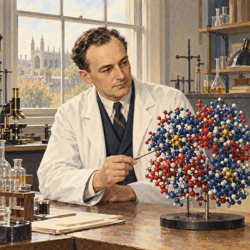 Portrait illustration of Max Perutz