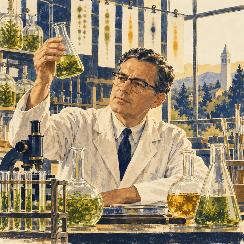 Portrait illustration of Melvin Calvin
