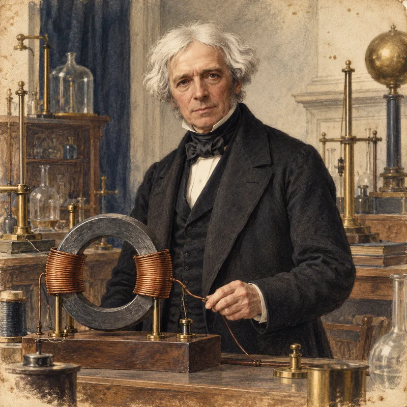Portrait illustration of Michael Faraday