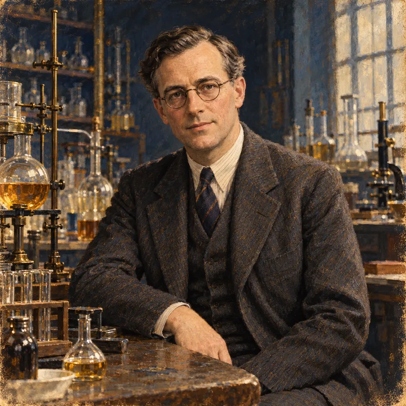 Portrait illustration of Norman Haworth