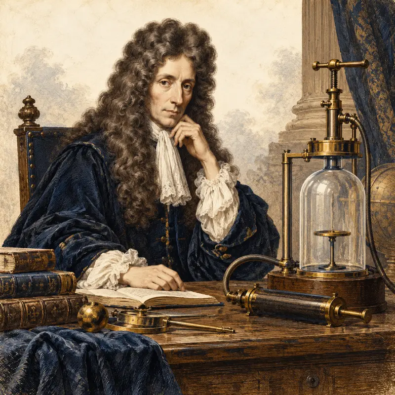 Portrait illustration of Robert Boyle