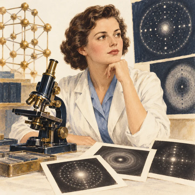 Portrait illustration of Rosalind Franklin