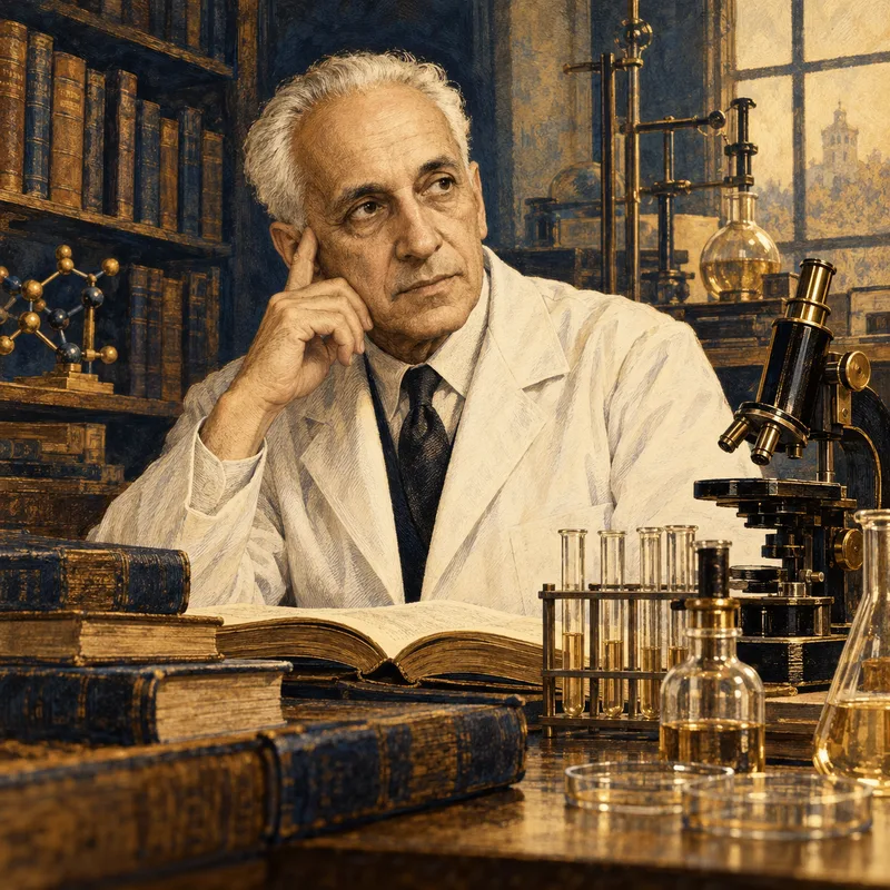 Portrait illustration of Severo Ochoa