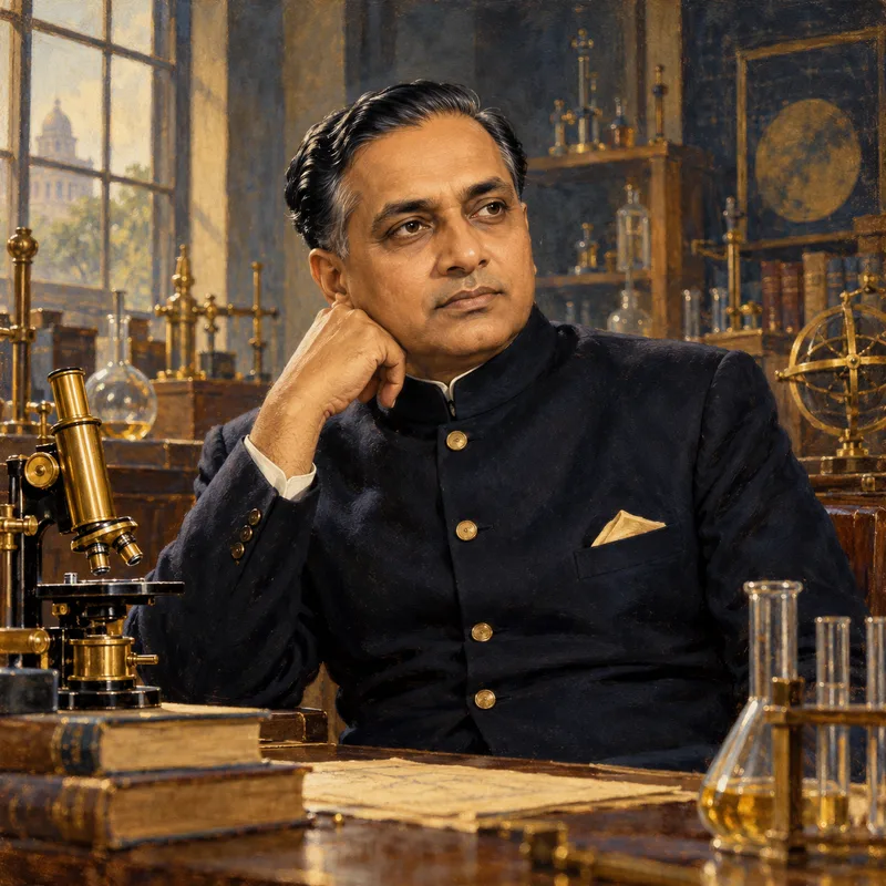 Portrait illustration of Shanti Swarup Bhatnagar