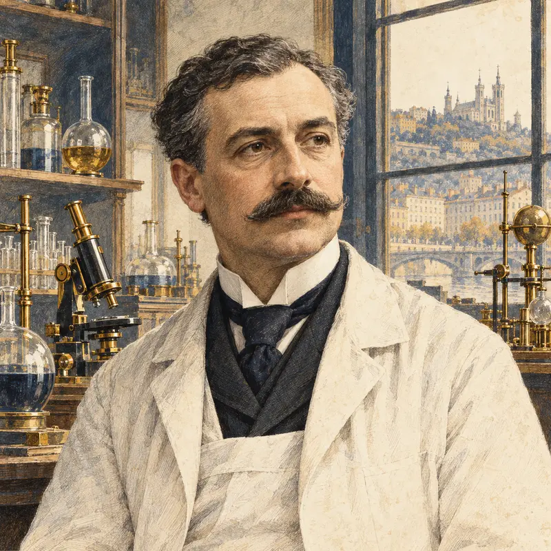 Portrait illustration of Victor Grignard