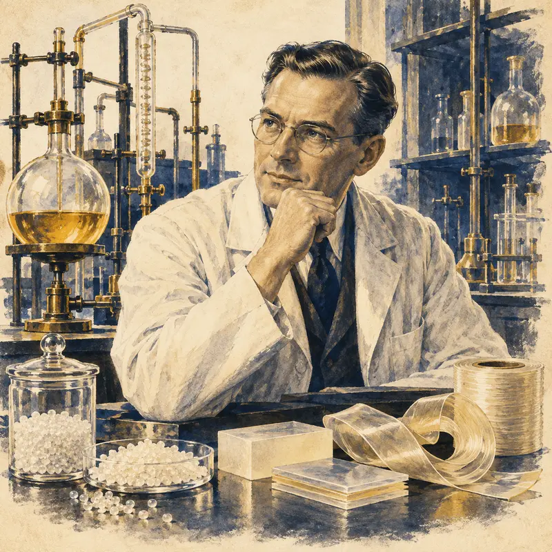 Portrait illustration of Wallace Carothers