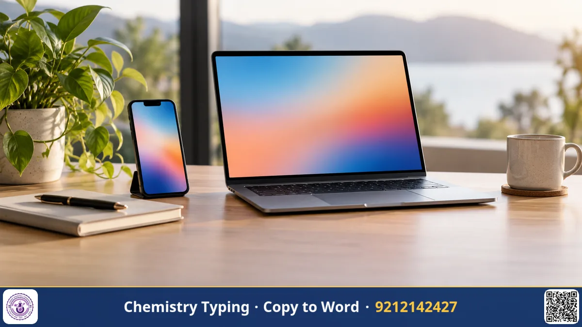 A smartphone and an open laptop side by side on a tidy desk, screens glowing with soft blurred colour only, a notebook.