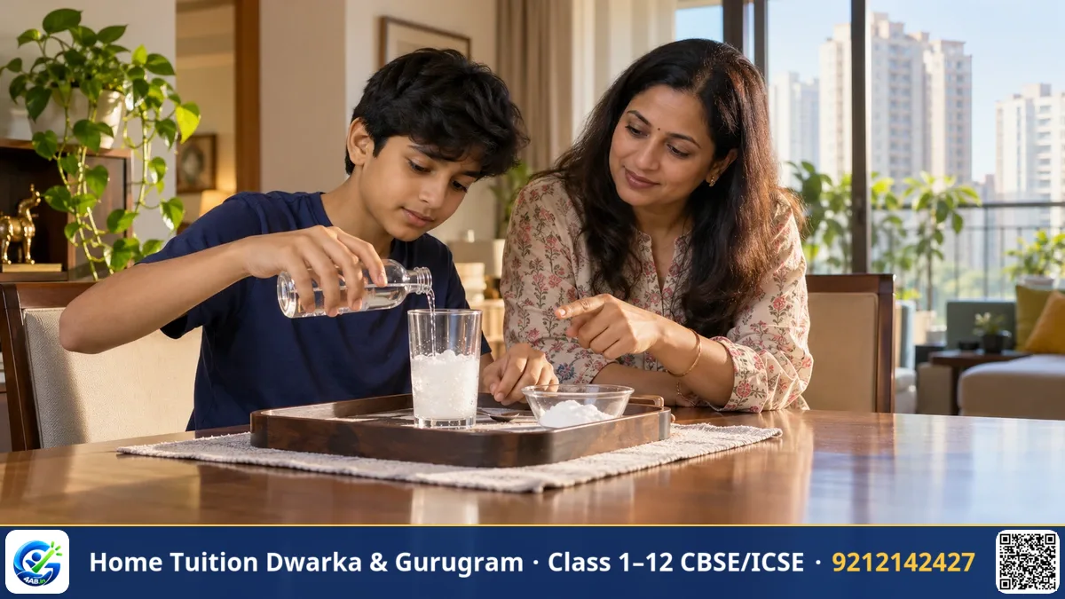 Tutor and middle school student writing chemical formulas and element symbols in a notebook