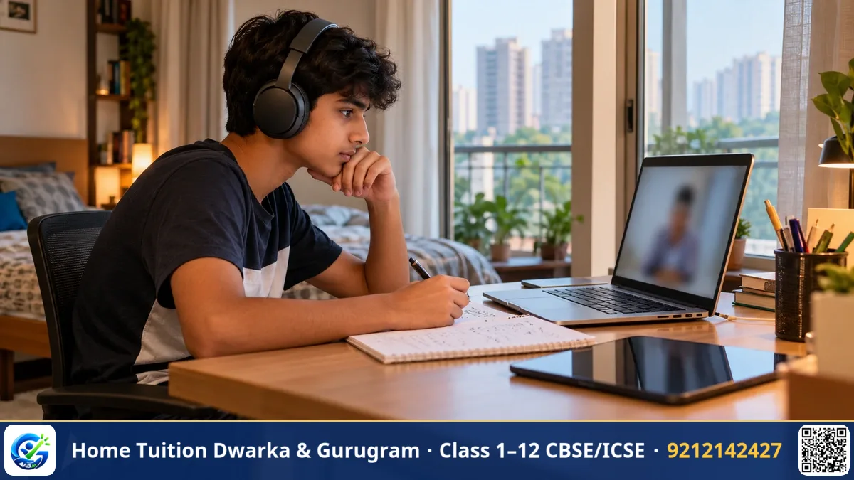 Student and tutor working through geometric equations simultaneously via a digital writing tablet