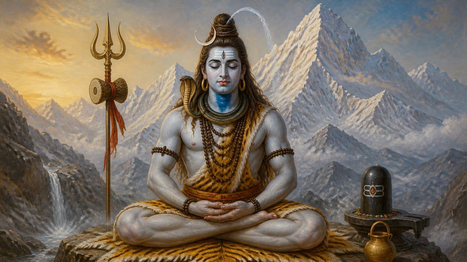 भगवान शिव — चित्र, त्रिशूल और चंद्रमा का प्रतीक