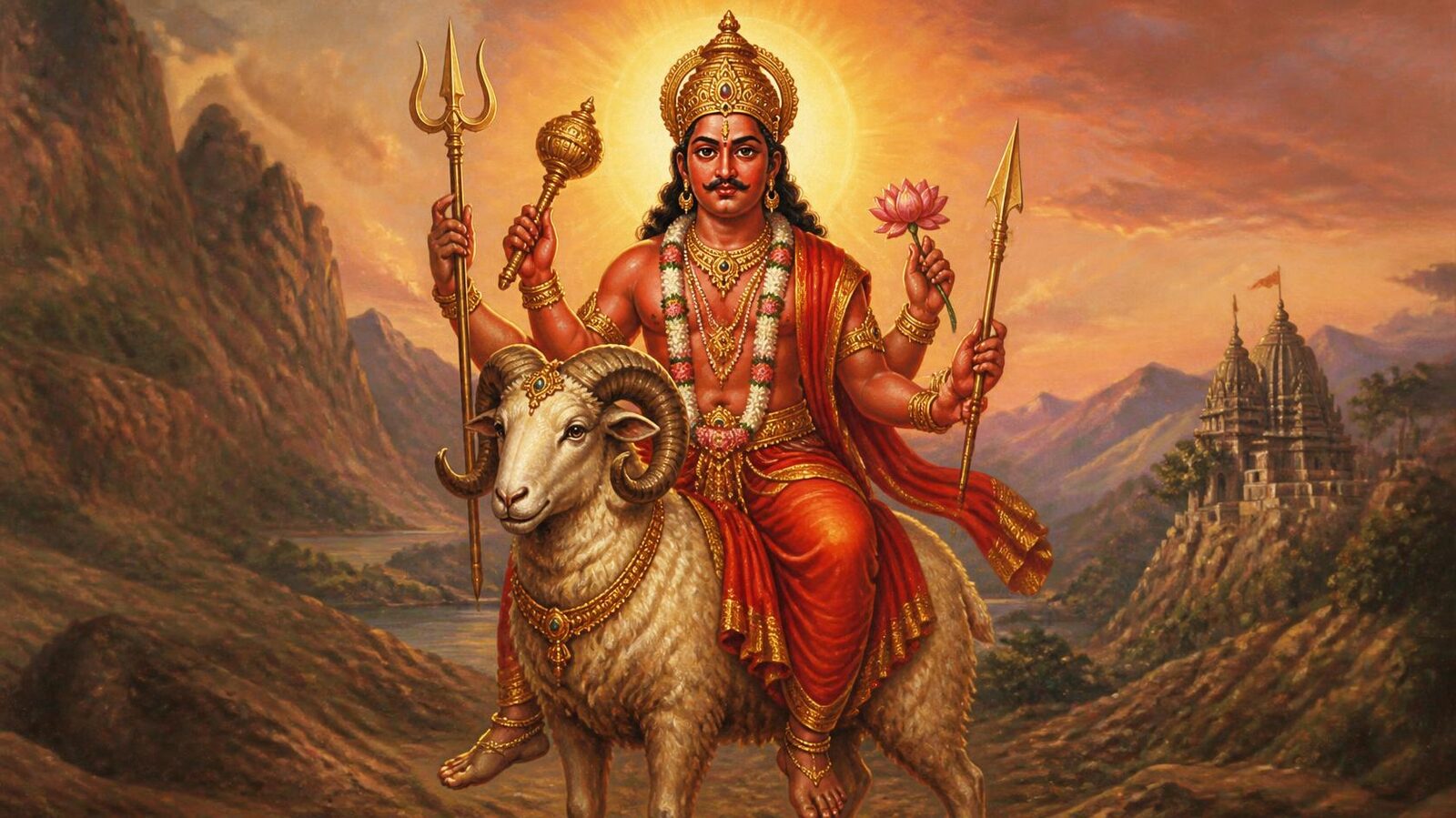 मंगल — चित्र: रक्त-वर्ण अंगारक-तेज