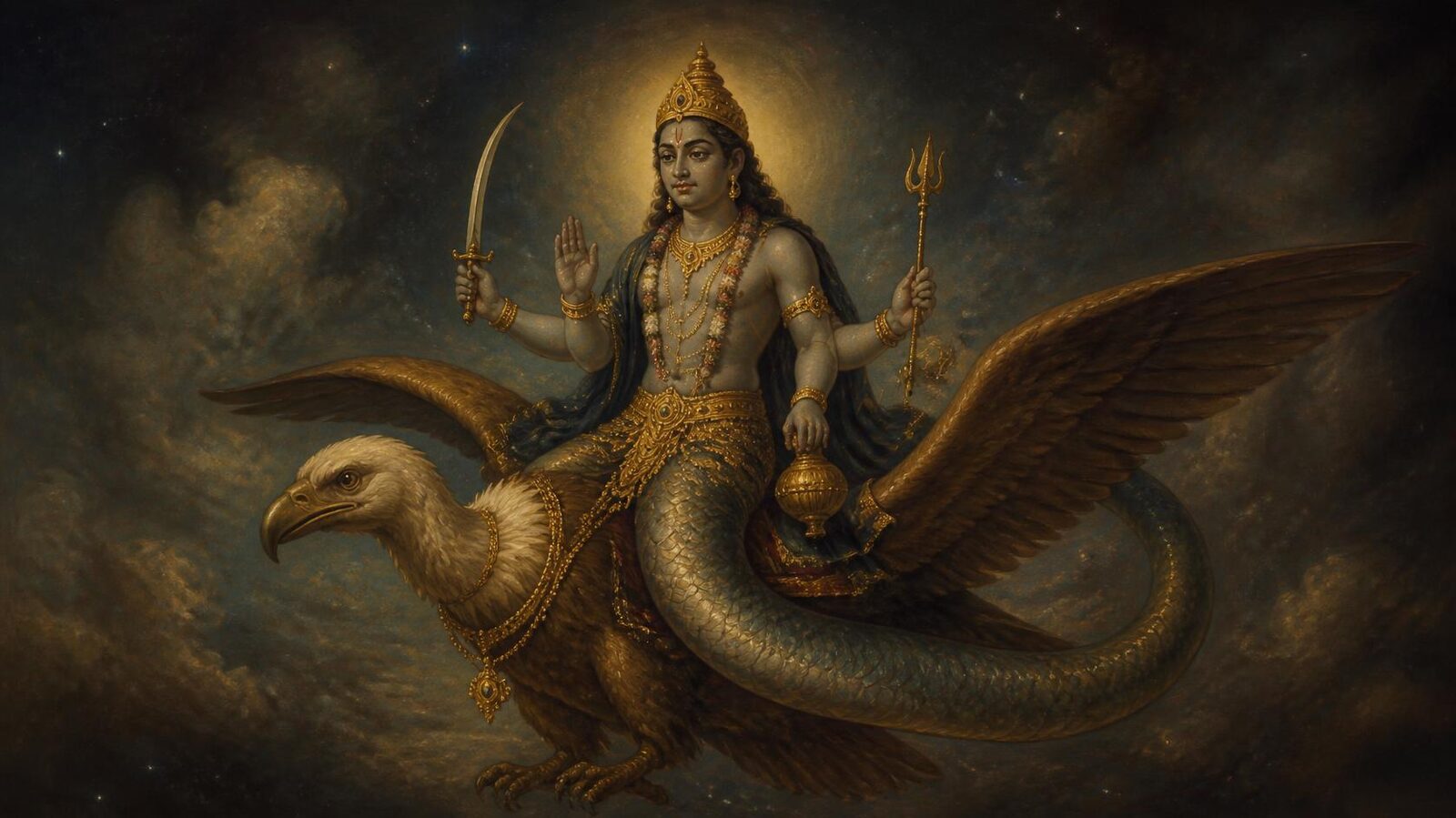 केतु — चित्र: ध्वजा-रूप एवं धूम्र-आभा