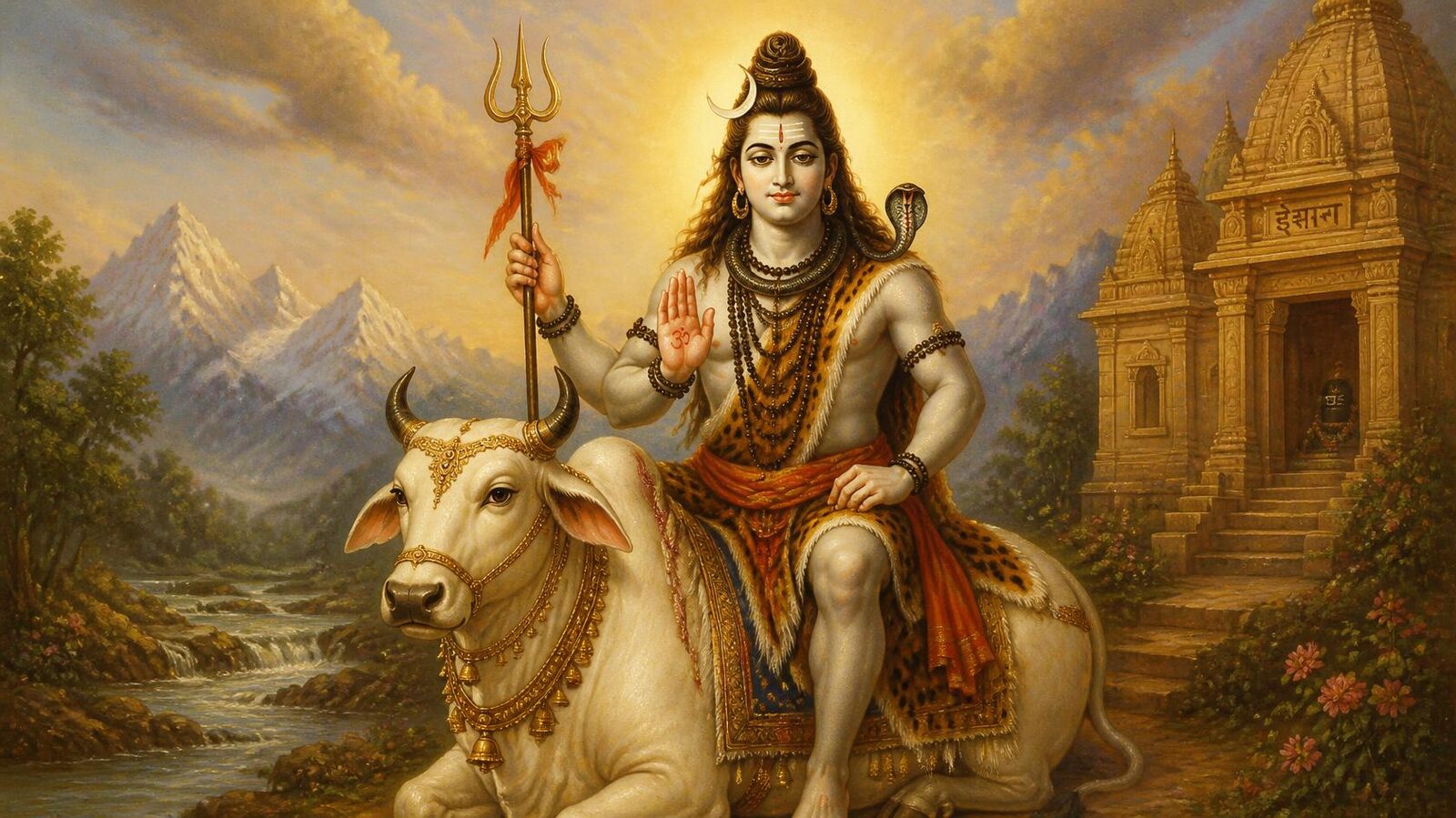 ईशान — चित्र: ऊर्ध्व-मुख ज्योति एवं स्फटिक-आभा