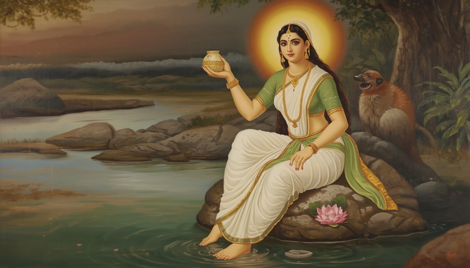 नर्मदा — चित्र: शैल-धारा एवं बाणलिंग