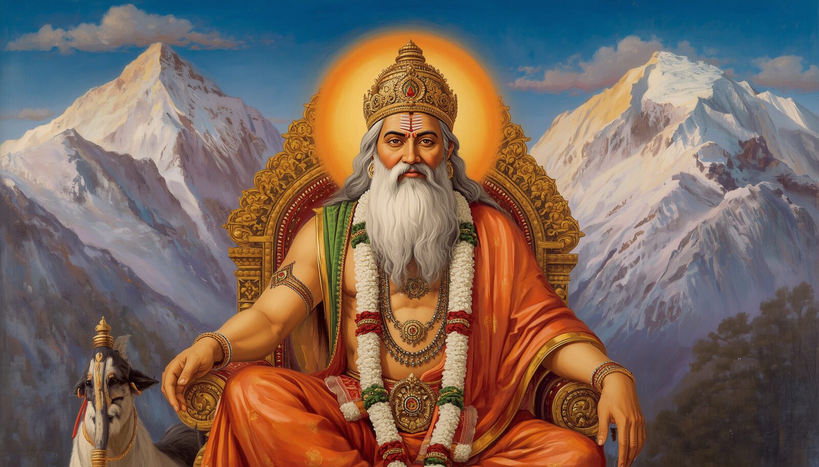 हिमवान — चित्र: हिम-शिखर एवं गिरि-सिंहासन