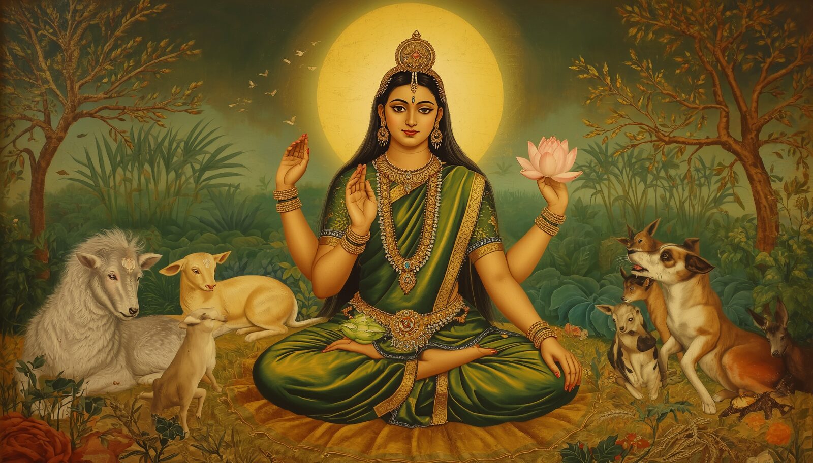 भूदेवी — चित्र: धरा-मंडल एवं अन्न-आभा