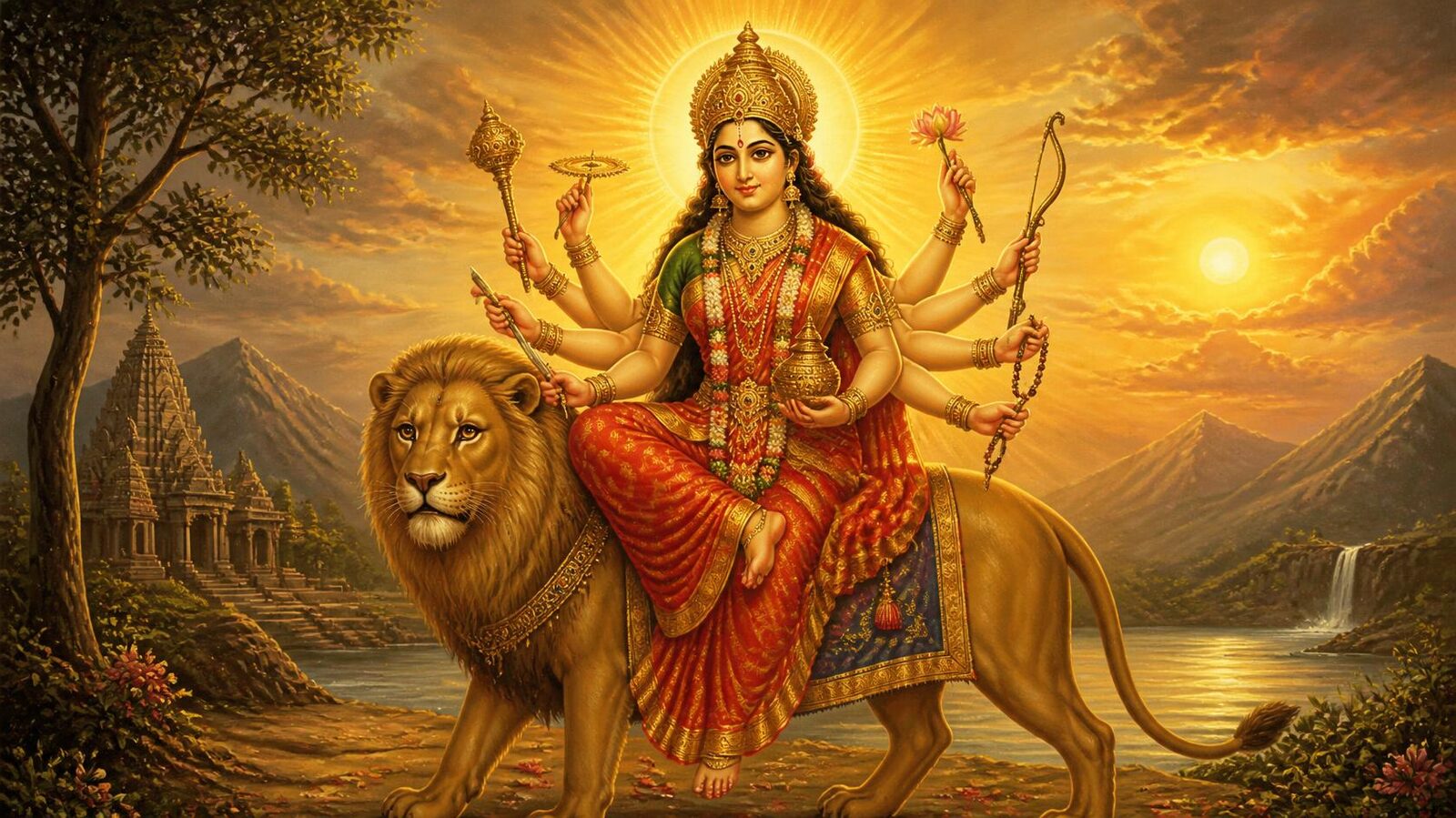 कूष्माण्डा — चित्र: सूर्य-मंडल-वासिनी अष्टभुजा