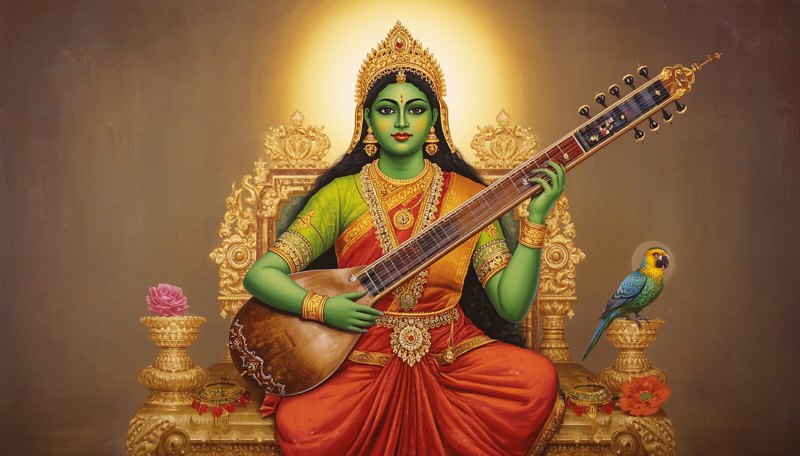 मातंगी — चित्र: मरकत-वीणा