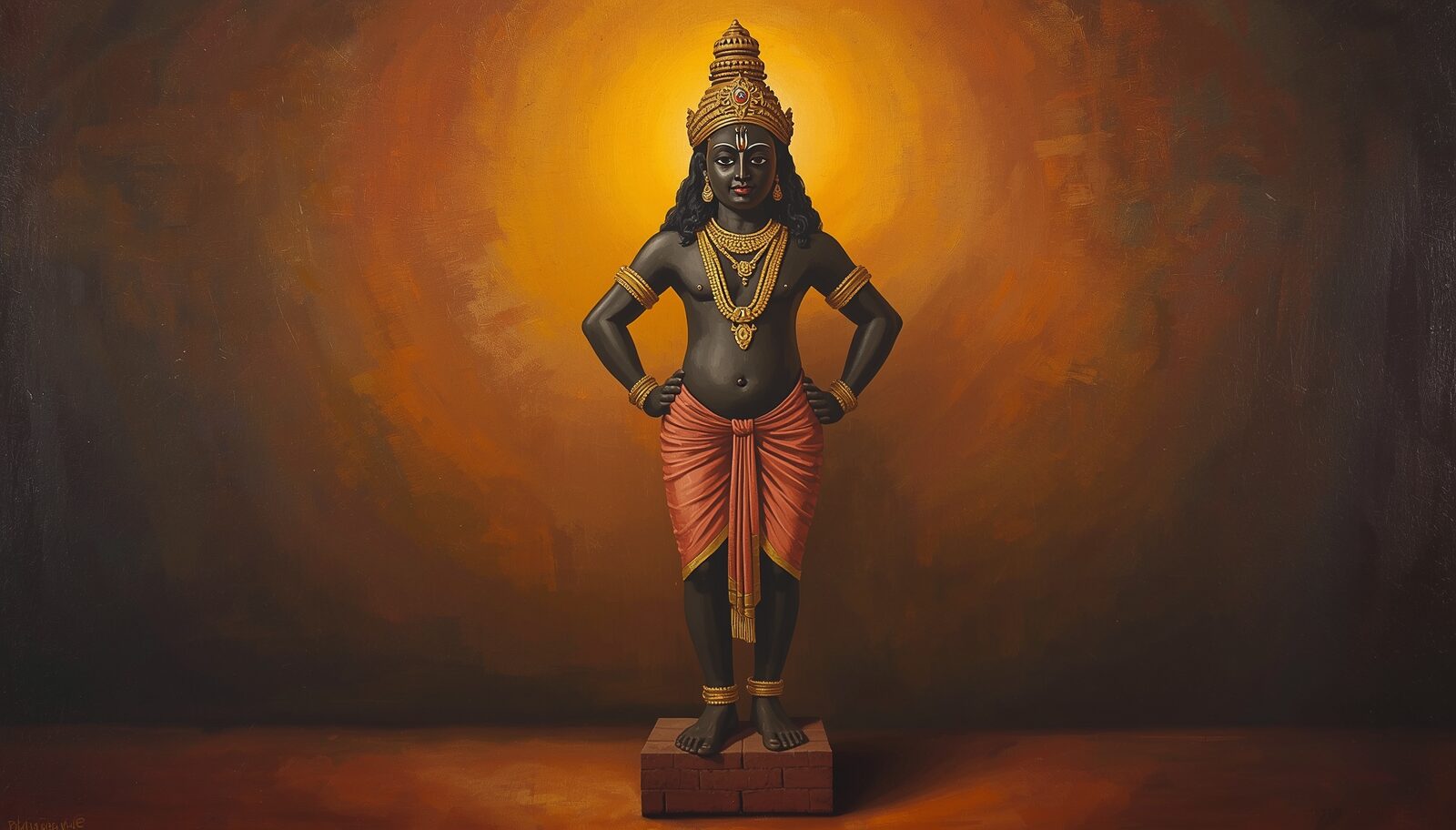 विठोबा — चित्र: ईंट-आसन कटि-हस्त मुद्रा